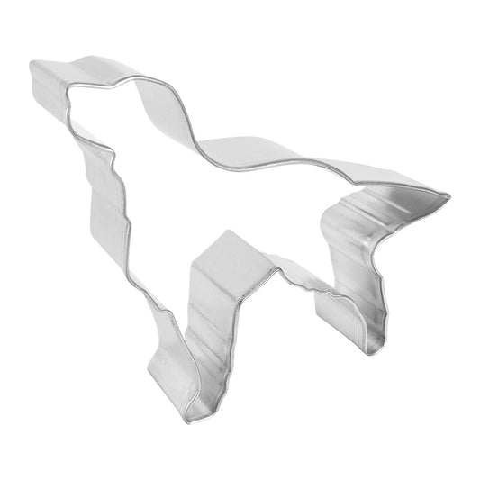 A side view of the Irish Setter cookie cutter, showing its depth and the detailed shape of the dog's legs and tail.