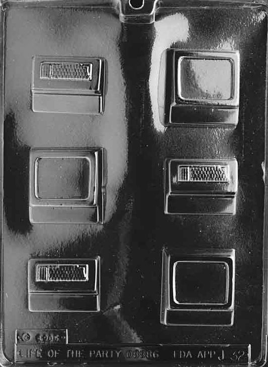 Image shows SMALL COMPUTER mold with separate chocolate pieces that build into a mini desktop computer.