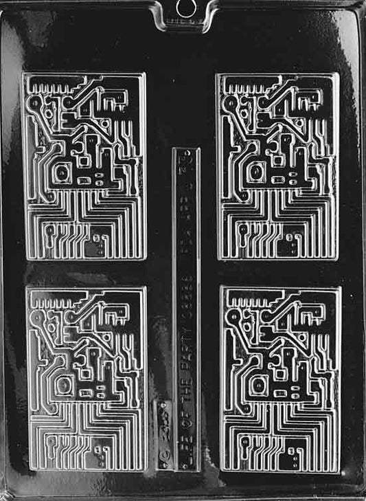 Image shows COMPUTER CHIP mold with rectangular cavity featuring etched circuit-like lines.