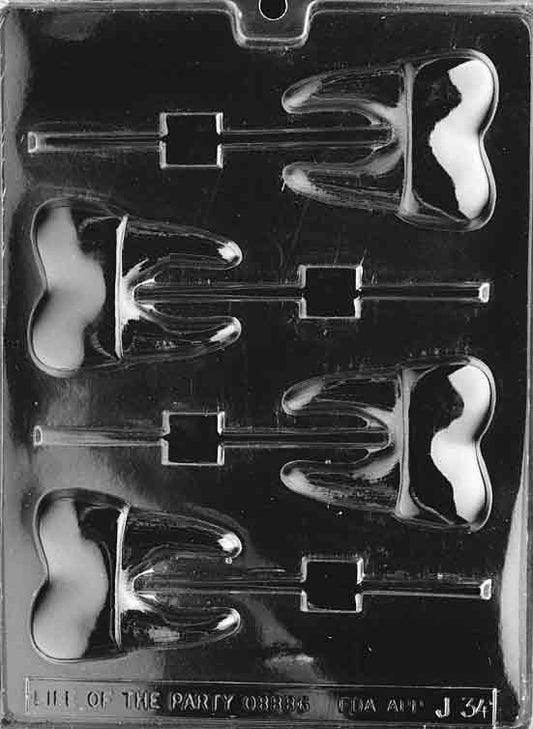 Image shows TOOTH Lollipop mold with large chocolate cavity shaped like a molar.