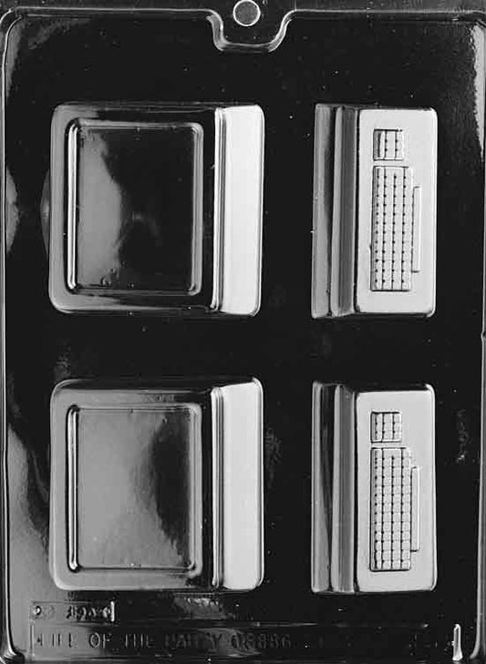 Image shows MEDIUM COMPUTER mold with square chocolate cavity shaped like an old-school computer.