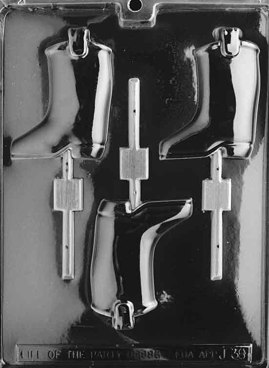 Image shows BOOT Lollipop mold with large boot-shaped chocolate cavity.
