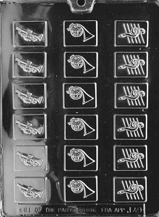 Image of MUSICAL MINTS variant mold with similar mini chocolate designs.