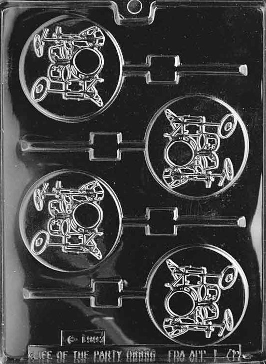 Image of DRUM Lollipop mold showing a circular drum shape with flat surface.