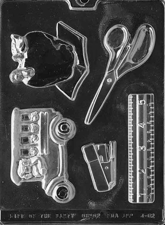 Image of TEACHER'S KIT mold showing teacher-themed shapes like pencils, apples, and books.