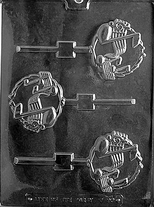 Image of MUSIC STAFF Lollipop mold featuring a music staff design on a Lollipop-style chocolate cavity.