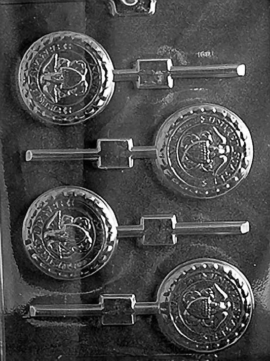 Image of NAVY POP mold featuring a round chocolate design with a Navy emblem detail.