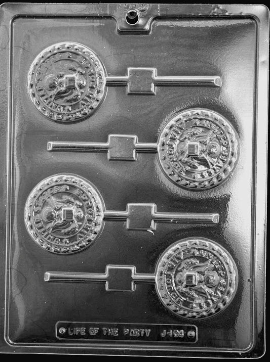 Image of AIR FORCE Lollipop mold with rectangular cavity and Air Force-themed design.