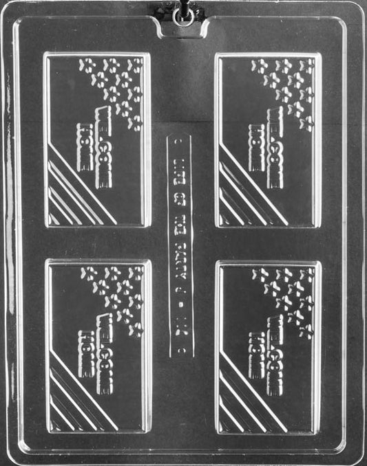 Image of WELCOME HOME BUSINESS CARD mold featuring chocolate with engraved welcome message in a rectangular format.