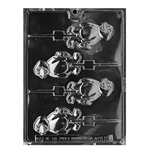 Playful Jolly Dinosaur Chocolate Lollipop Mold featuring a friendly dinosaur character with a wide smile and a dynamic, curvy tail. This fun design is perfect for children's parties, dinosaur-themed events, or as a creative treat for little explorers and adventure lovers.