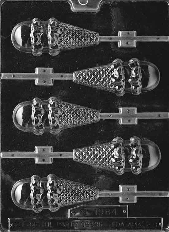 Image of DOUBLE DIPPER Lollipop mold showing twin chocolate scoops with soft swirl detailing.