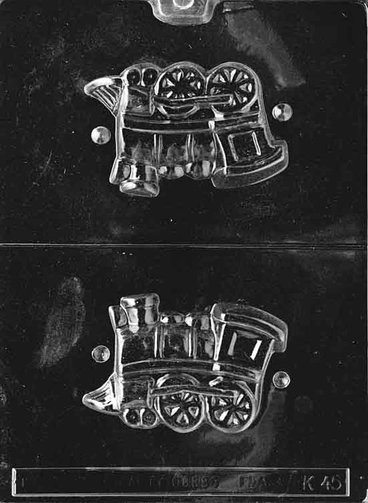 Image of 3D CHOO CHOO mold featuring a standing chocolate train engine with dimensional detailing.