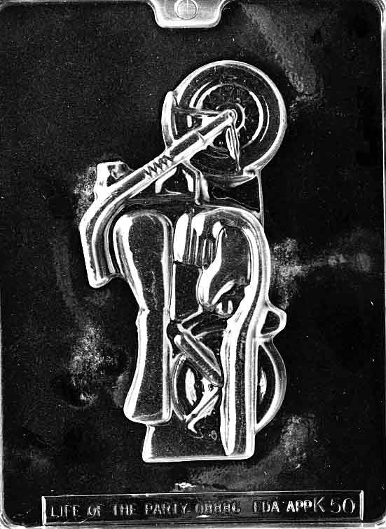 Image of K050 chocolate mold with a large, detailed motorcycle shape perfect for making themed candy bars.
