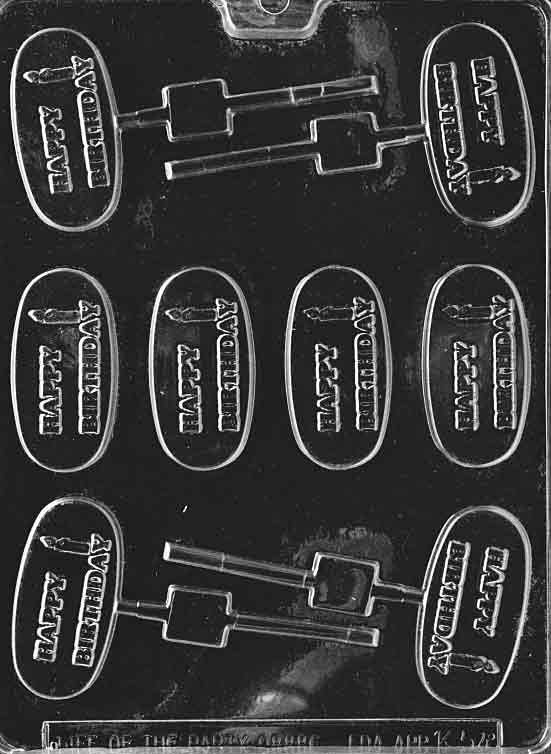 Image of K054 chocolate mold with compact pop design featuring “Happy Birthday” text.