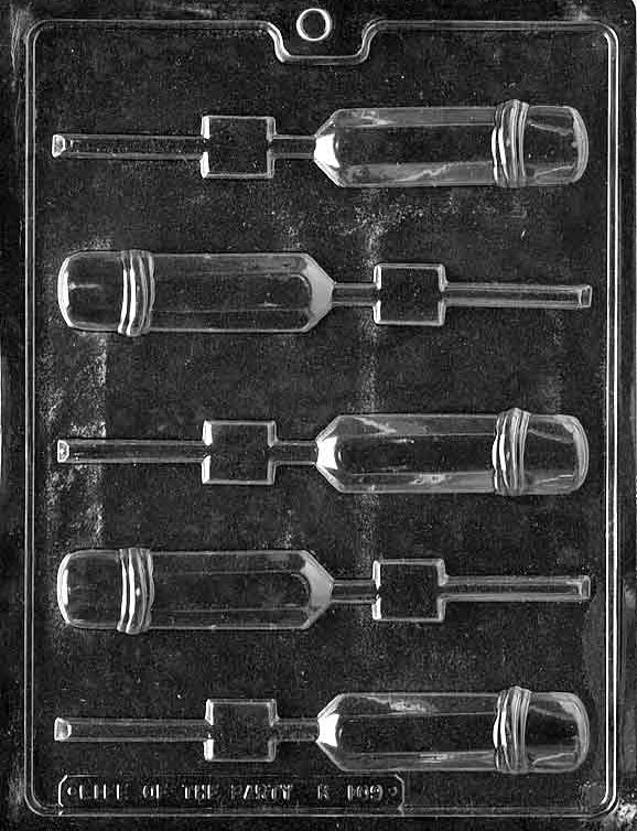 Pencil Lollipop chocolate mold, clear mold shaped like pencil pops for candy making.