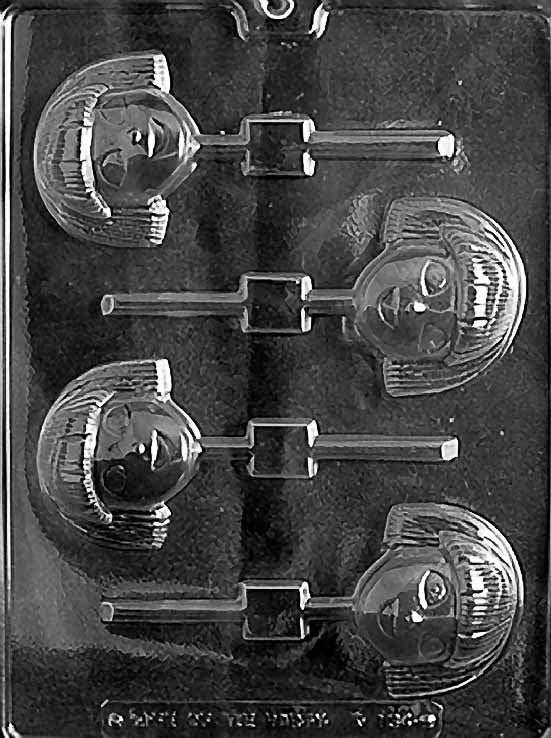 Little Girl Lollipop chocolate mold, clear mold shaped like girl figure for candy pops.