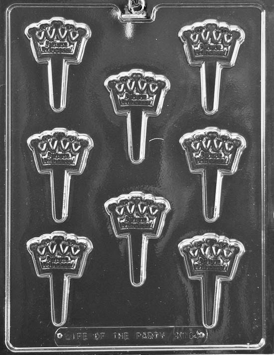 Future Princess Cake Pick chocolate mold, clear mold shaped like small crown picks for candy.