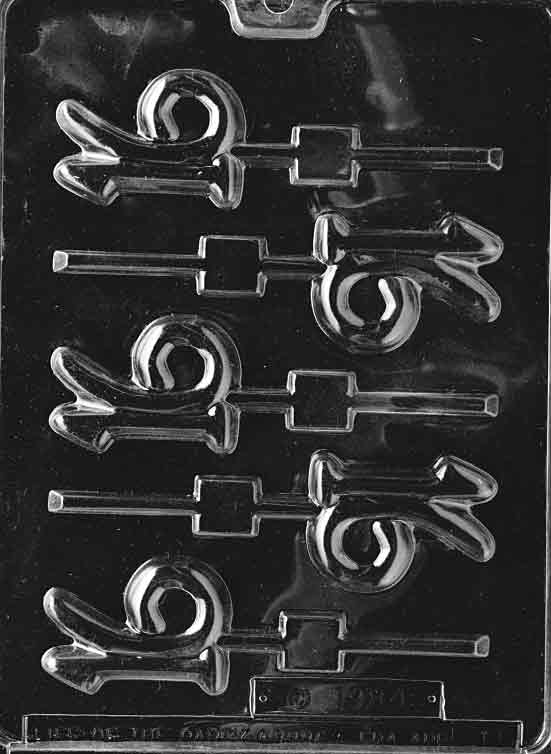 16 Lollipop chocolate mold, clear mold shaped like number sixteen pops for candy.