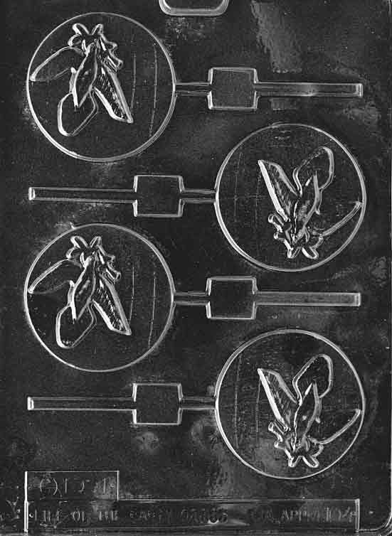Chocolate mold M104 Peace Pop with circular shape featuring raised peace symbol design.