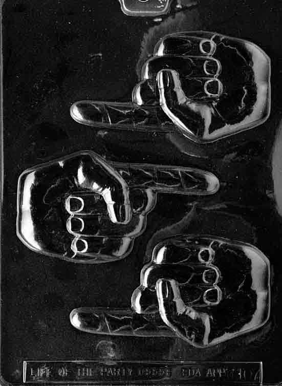 Chocolate mold M107 Left Hand with full palm and finger detail for novelty chocolate hands.