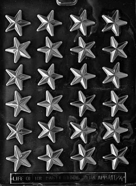Chocolate mold M124 Small Stars with five-pointed star design for chocolate accents.