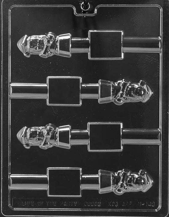 Chocolate mold M143 Girl Graduation Pretzel with girl graduate figure sized for pretzel toppings.