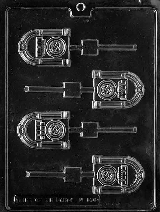 Chocolate mold M166 Jukebox Lollipop with retro jukebox pop design featuring panel detail.