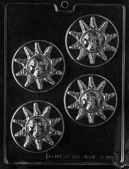 Chocolate mold M169 Sunface with round sun design featuring embossed face detail.