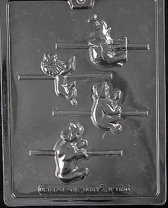 Chocolate mold M193 Carousel Wild Animals with animal-shaped cavities styled after carousel figures.