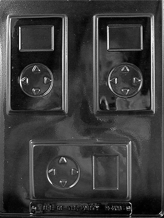 Chocolate mold M208 MP3 Player with rectangular cavity shaped like early MP3 players.