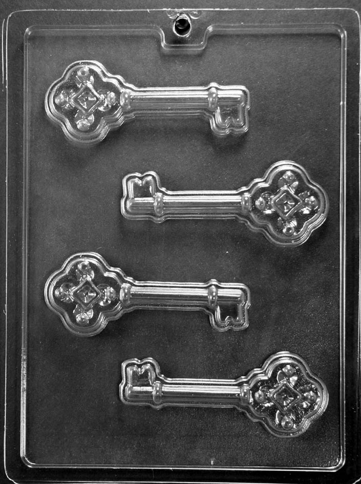 Chocolate mold M222 Skeleton Key with detailed key-shaped cavities for novelty chocolates.