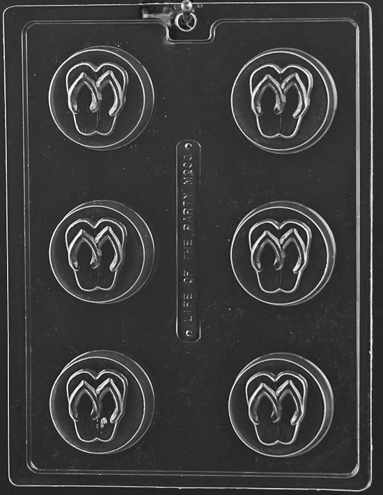 Chocolate mold M233 Flip-Flop Cookie with sandal-shaped cookie cavities for chocolates.
