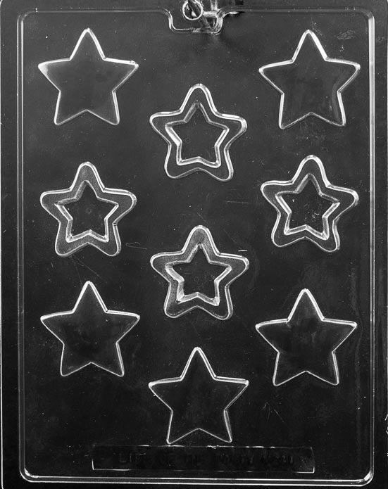 Chocolate mold M241 Star Assortment with multiple star-shaped cavities in different sizes.