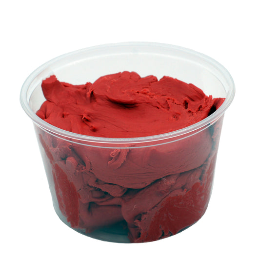 Clear plastic container filled with bright red maraschino cherry cream candy center.