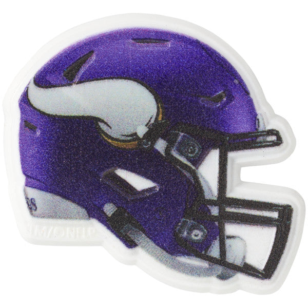 Close-up of purple Minnesota Vikings helmet cupcake ring.
