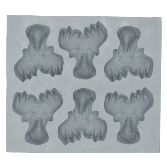 Full sheet of moose head rubber mint molds with six large antlered moose designs for themed candy or mint making