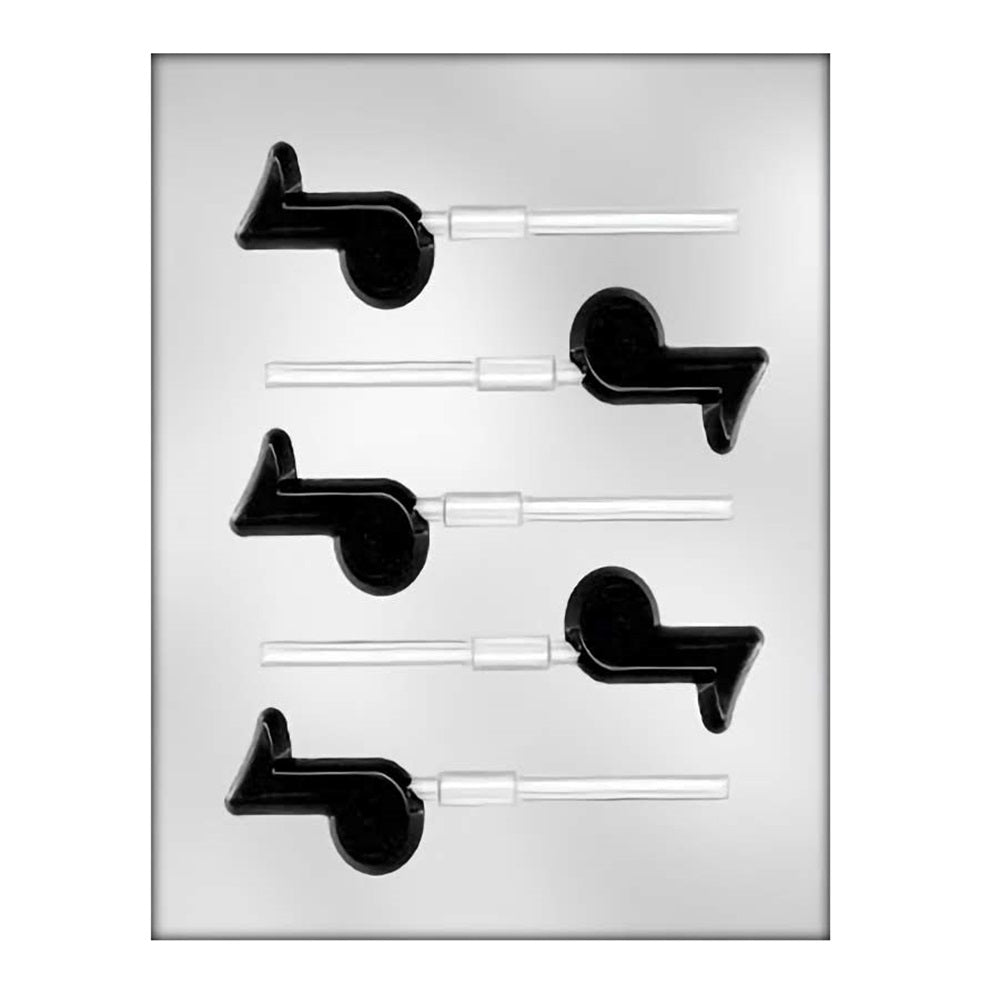 A chocolate mold featuring multiple cavities in the shape of musical notes, suited for music-themed parties or dessert toppings.