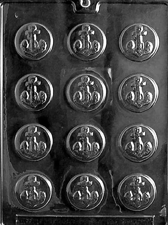 Chocolate mold N022 Anchor Mints with small round cavities embossed with anchors.