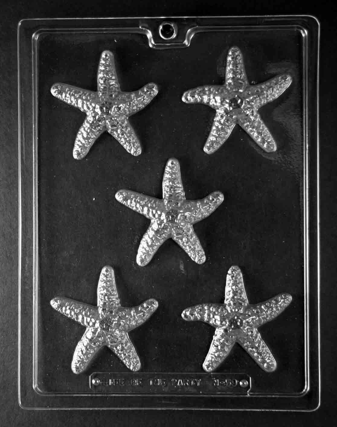 N059 STARFISH chocolate mold with a single starfish cavity showing five arms and surface bumps.
