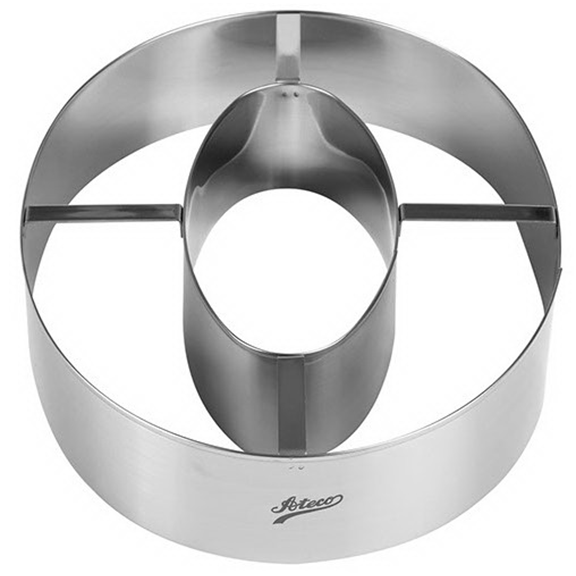 Ateco 6960 stainless steel number 0 cake cutter, featuring reinforcing cross-bar handles for stability and precise cutting.