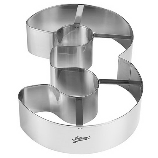 Ateco 6963 stainless steel number 0 cake cutter, featuring reinforcing cross-bar handles for stability and precise cutting.