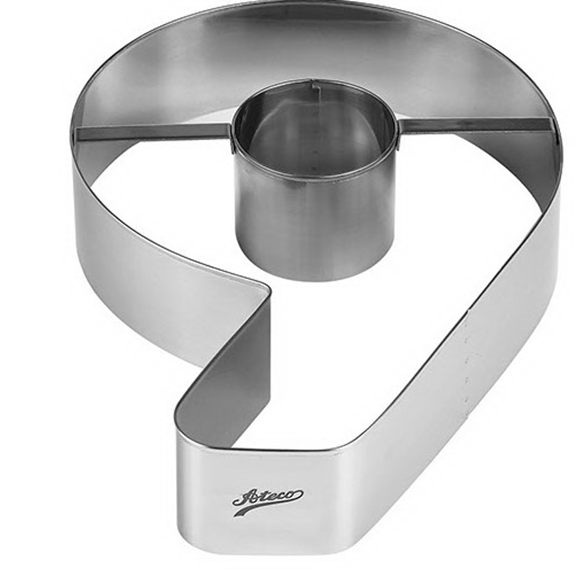 Ateco 6969 stainless steel number 0 cake cutter, featuring reinforcing cross-bar handles for stability and precise cutting.