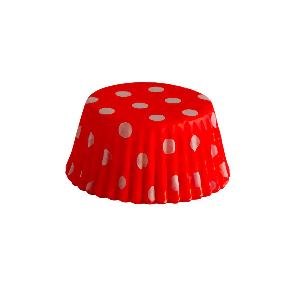 orange polka dot mini baking cup, fluted paper liner