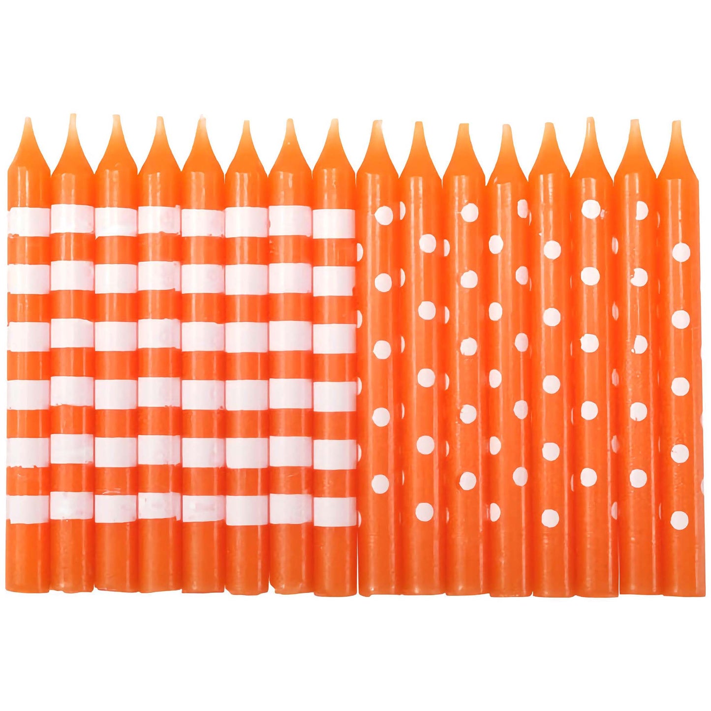 Orange Stripes & Dots Birthday Candles - 16 Pack