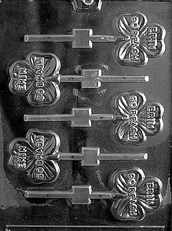 P006 ERIN GO BRAGH chocolate mold with cavities spelling “Erin Go Bragh” in raised lettering.
