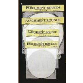 Package of 12-inch pre-cut parchment paper circles, set of 24, displayed in labeled packs for baking use