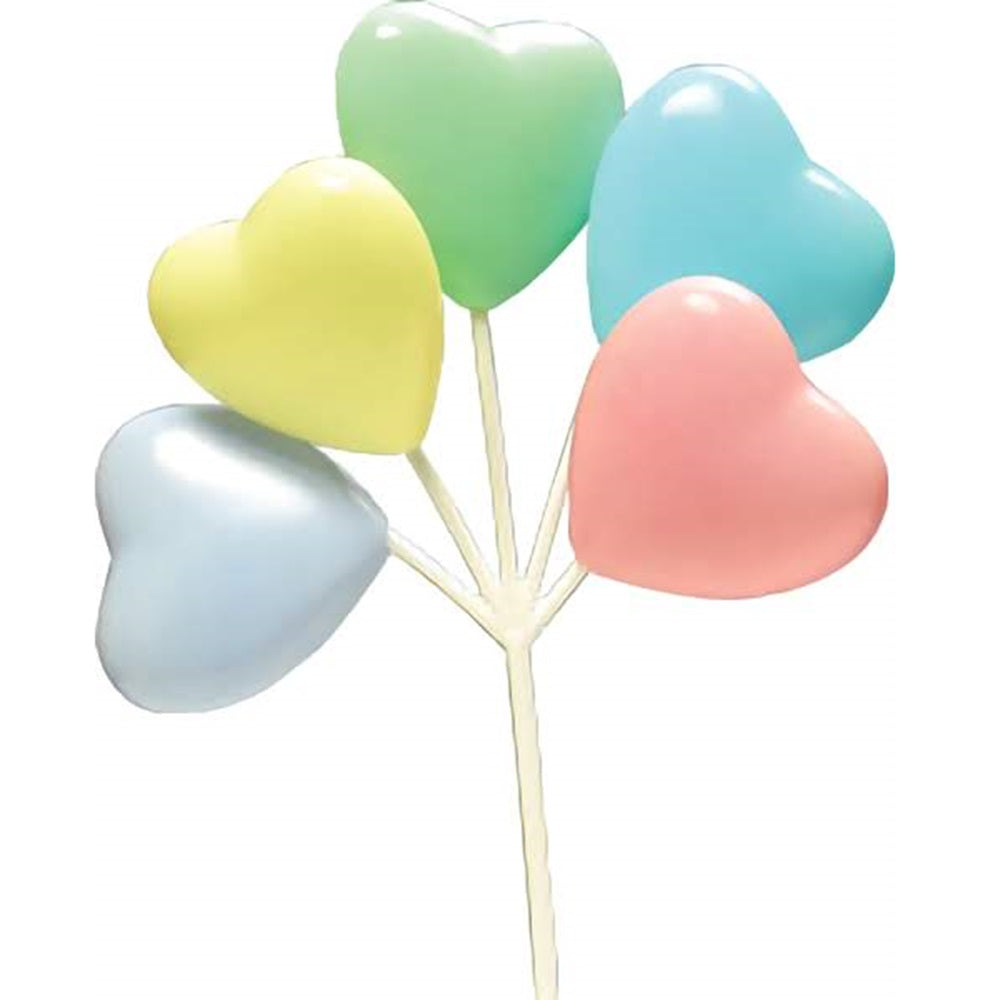 Pastel Heart Balloon Cupcake Picks
