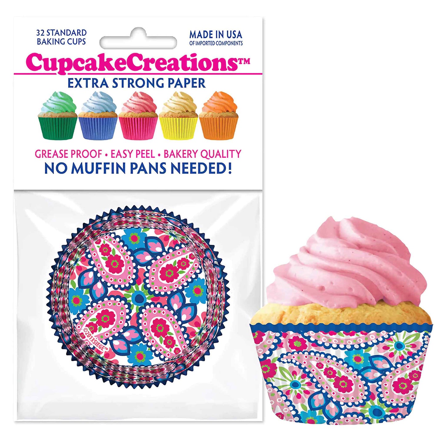 Pink Paisley Standard No Pan Baking Cups