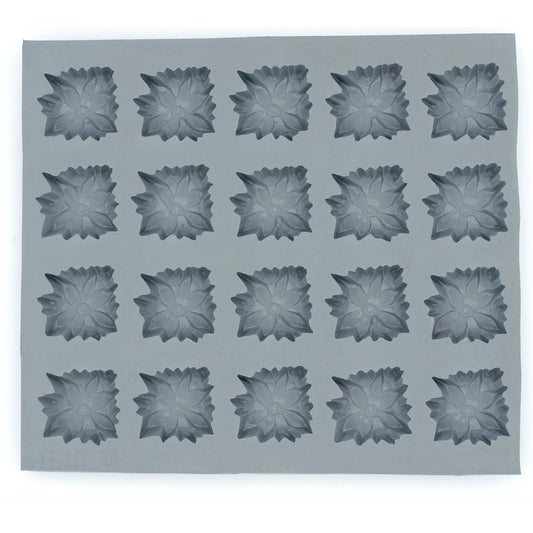 Full poinsettia rubber mint mold with multiple floral cavities for making Christmas-themed candies or cream cheese mints