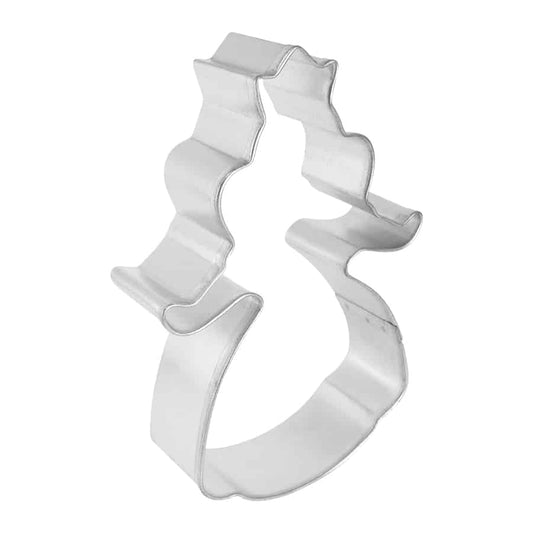 Side view of the princess cookie cutter showing its depth and details.